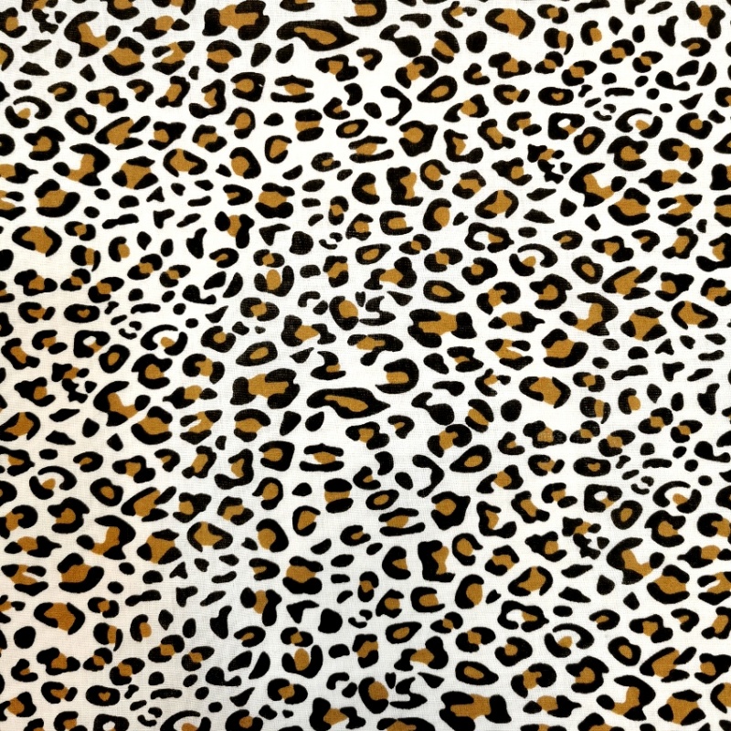 Snow Leopard Animal Print Polycotton fabric